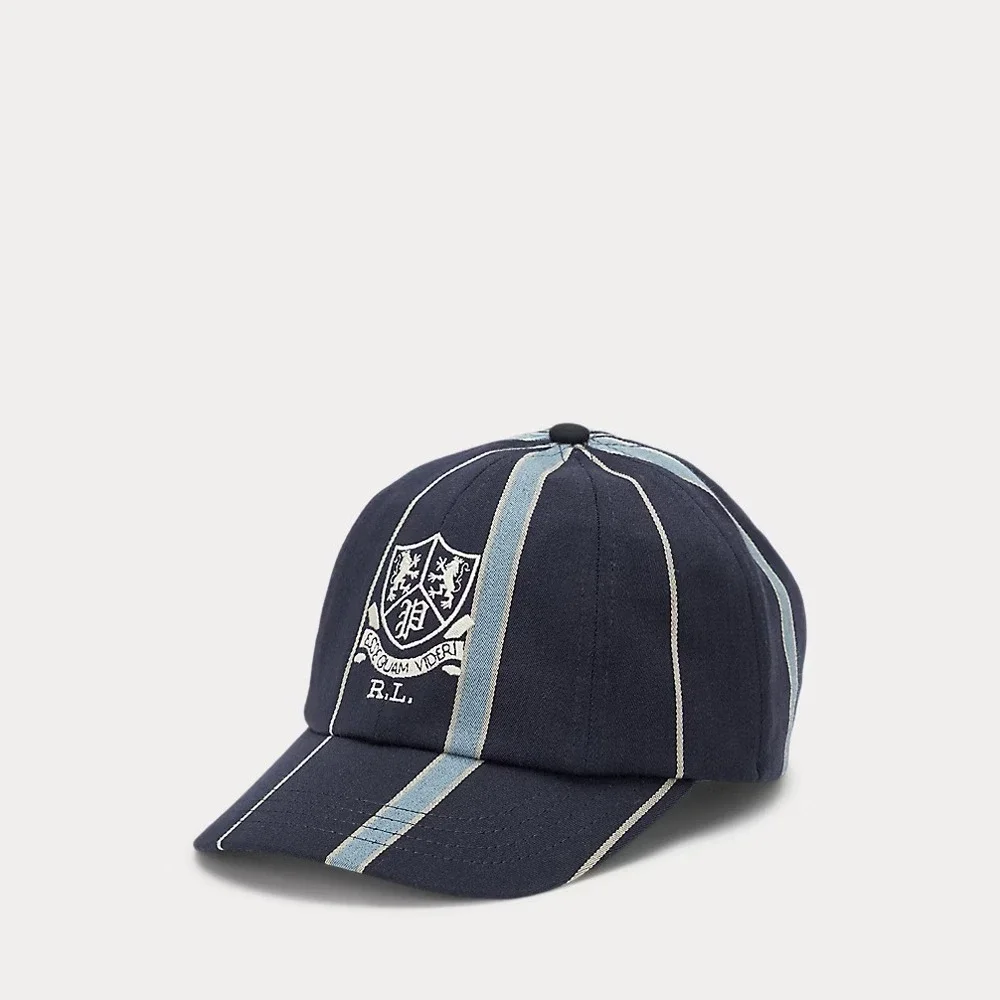 Polo Ralph Lauren Crest Striped Satin Cricket Cap Hat NWT L/XL Heraldic Lion
